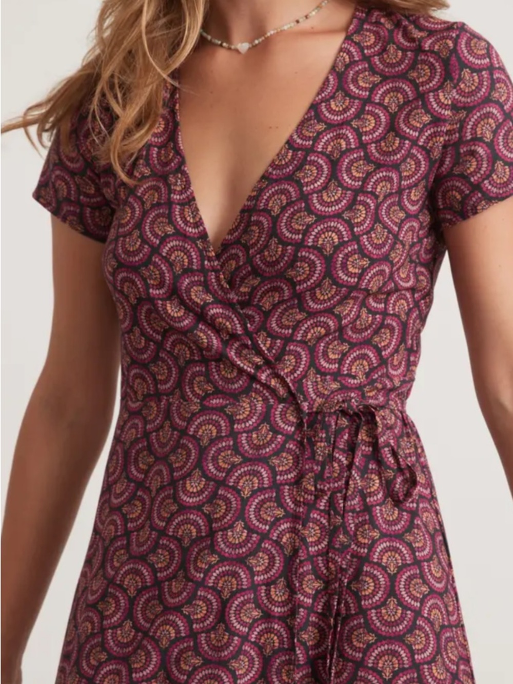 NWT Marine Layer Emlyn Print Midi Wrap Dress in Fan Print Large